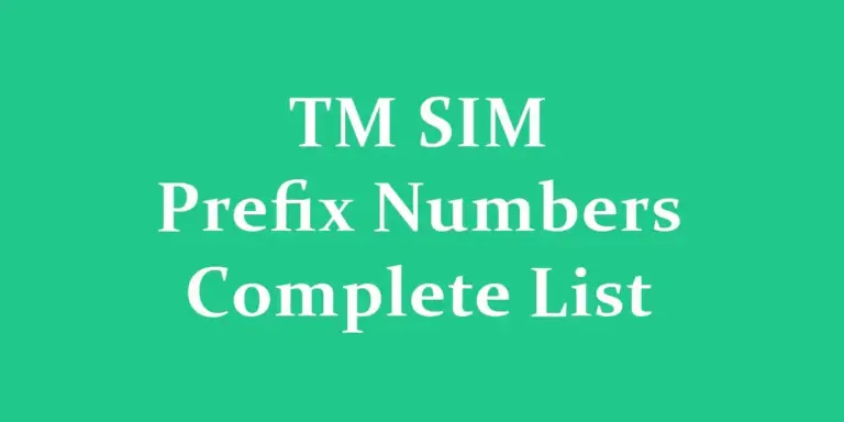 TM SIM Prefix Numbers